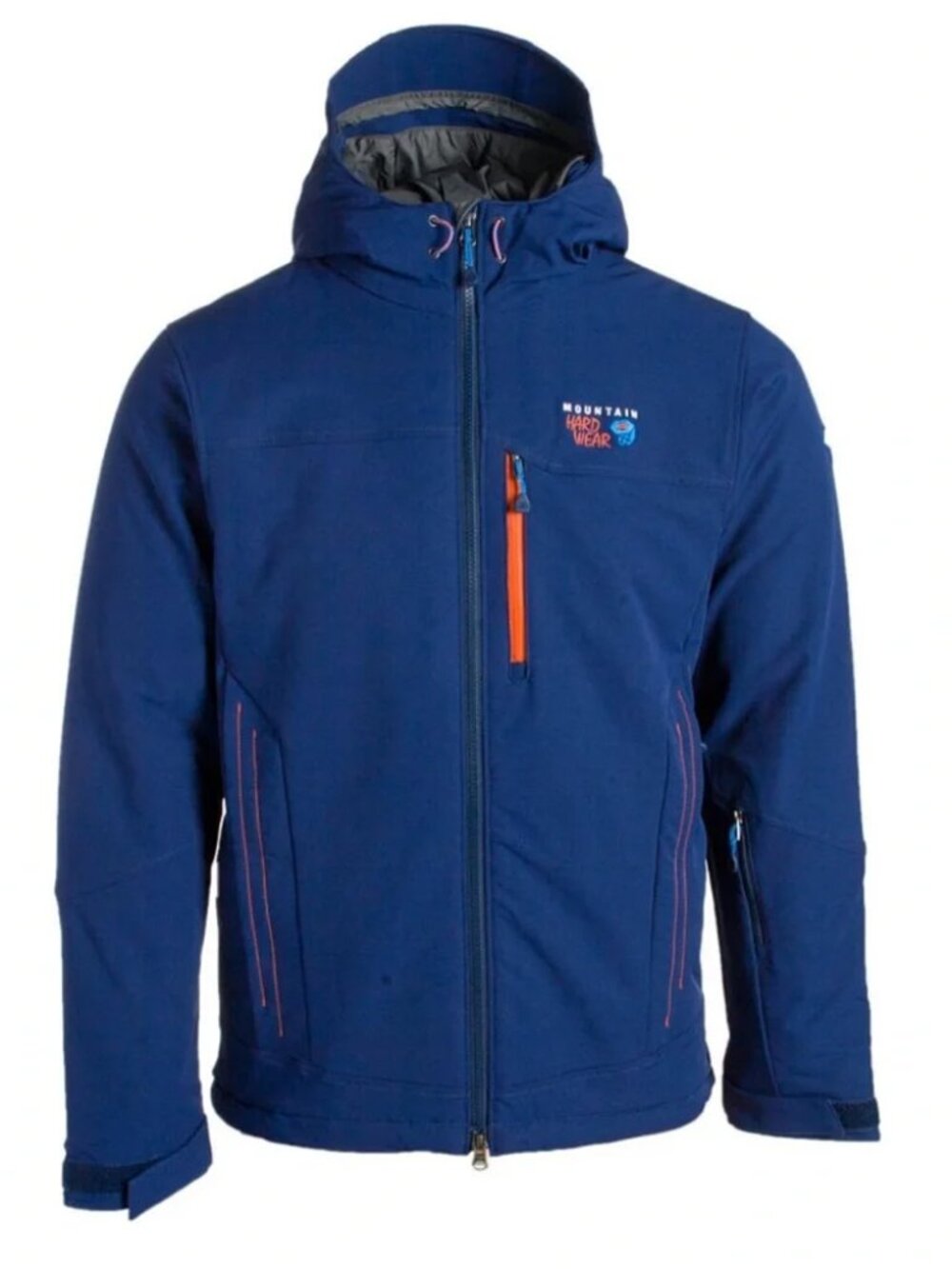 MOUNTAIN HARDWEAR Cutaway Jacket Mens Large Blue Insulated Softshell Hooded Ski
